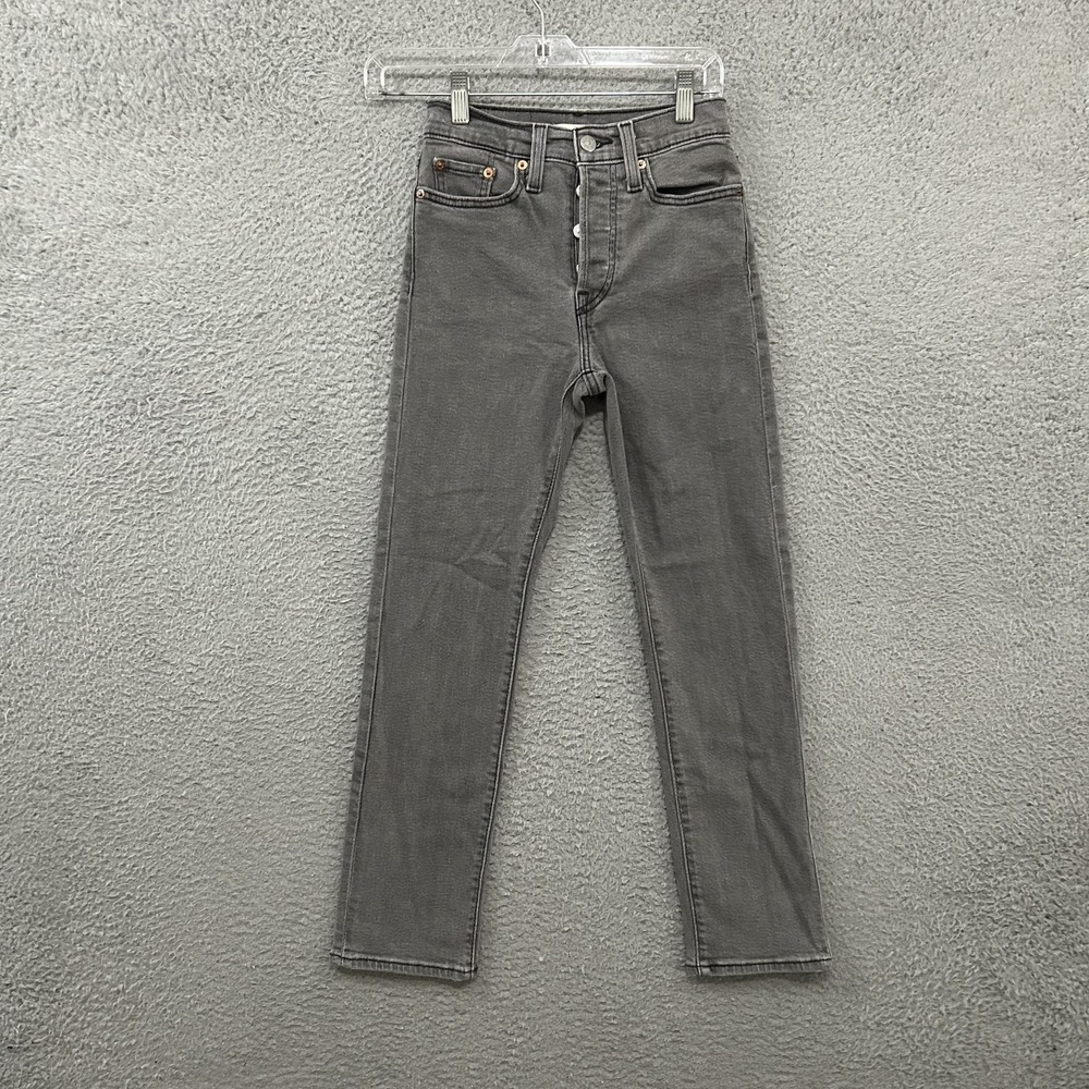 Levis Jeans Womens 24 Gray Denim Wedgie Straight Stretch Cotton Button Fly